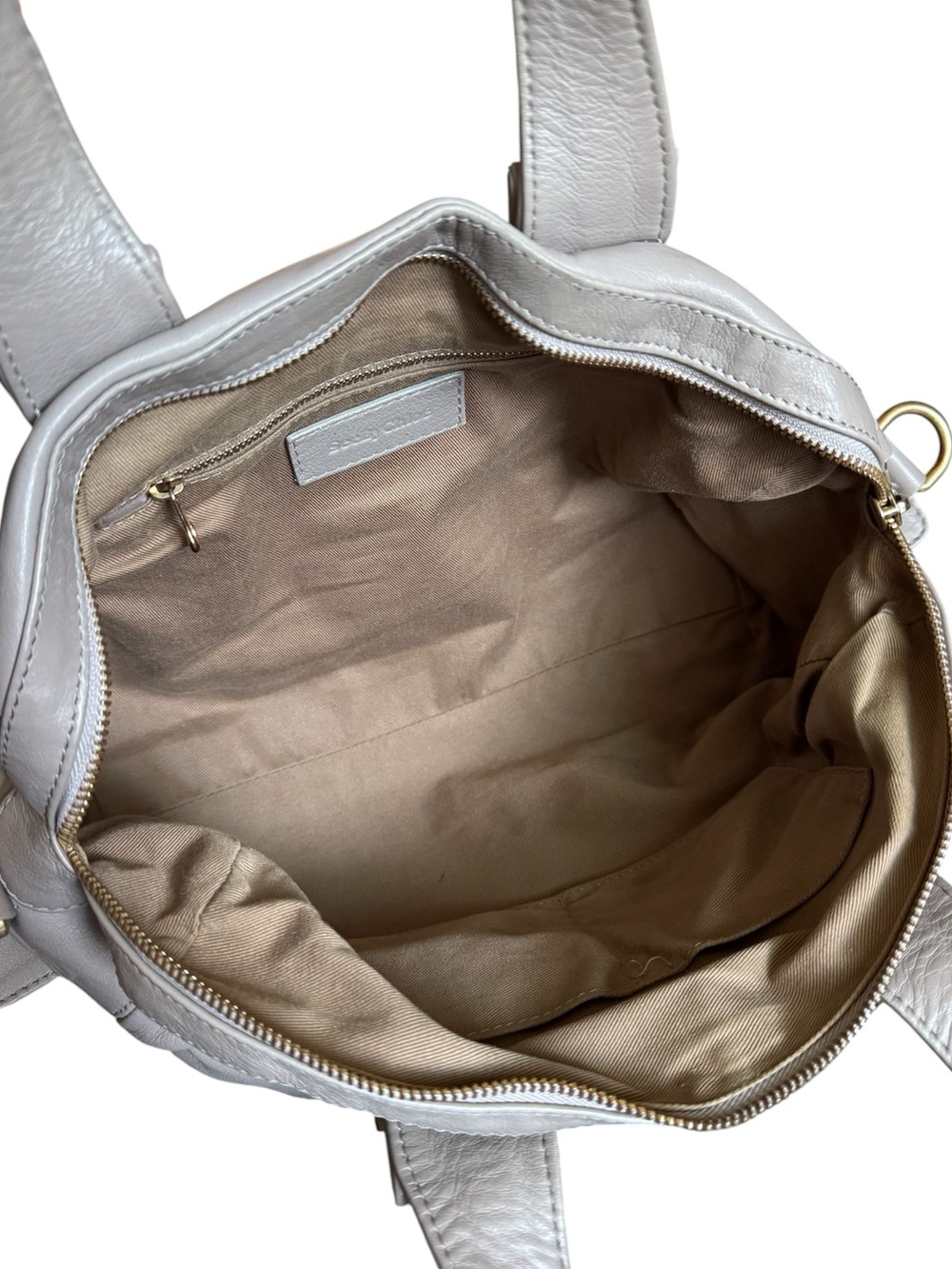 Authentic See by Chloé Taupe Leather Pleated Satchel Shoulder Bag - Picture 12 of 12